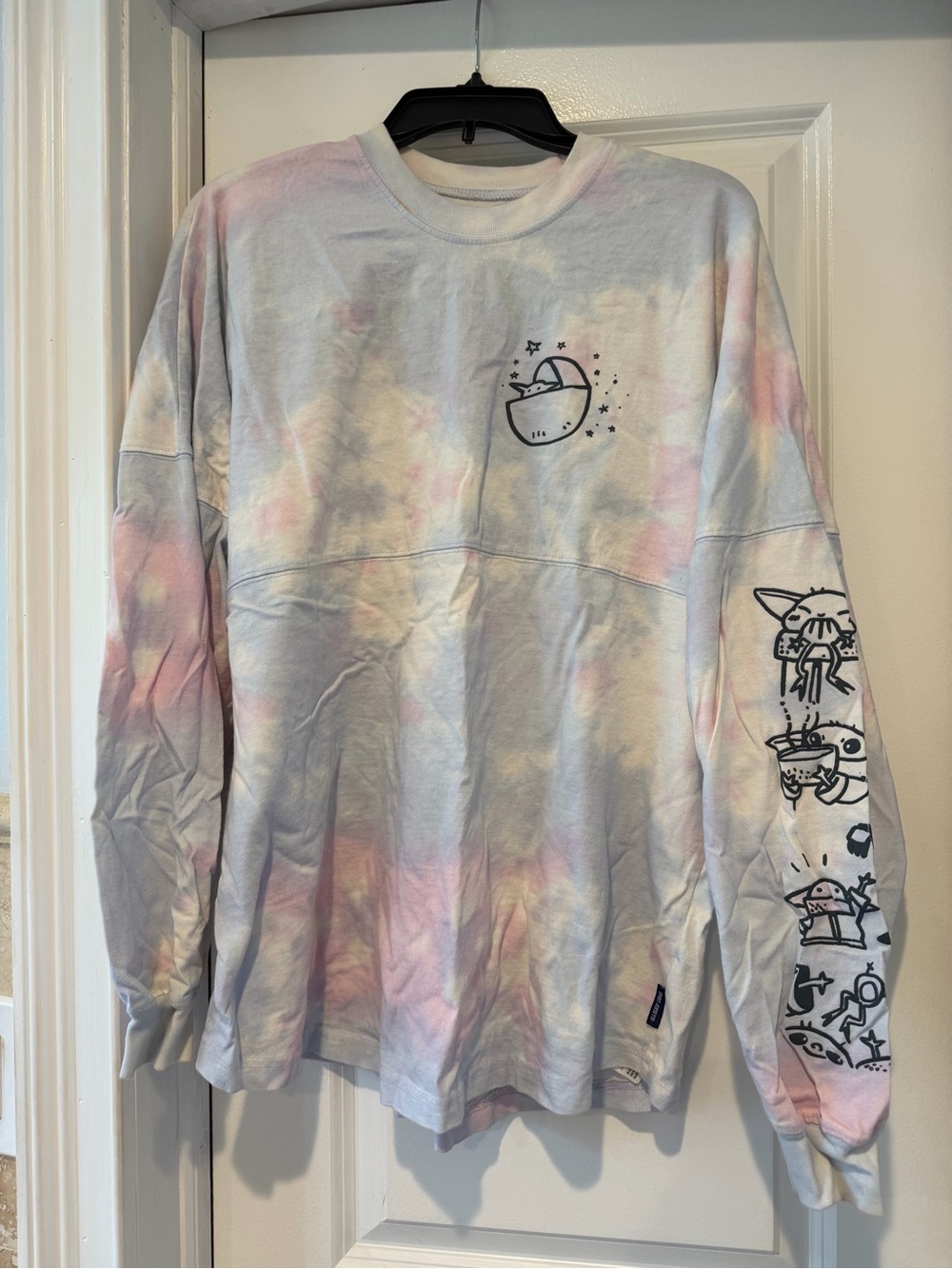 Disney Grogu Spirit Jersey Pastel Tie-Dye Long Sleeve Graphic Sleeve - Large